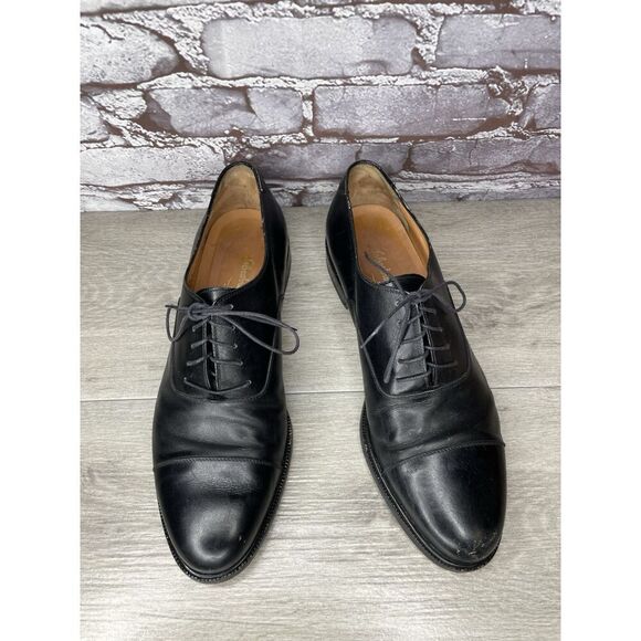 Salvatore Ferragamo Studio Black Cap Toe Oxford Dress Shoes Men Sz 11D US/44EU